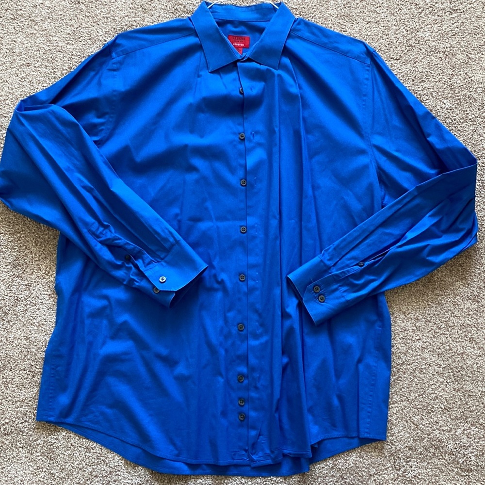 Alfani Slim Fit Stretch XL 17-17 1/2 36-37 Blue Dress Shirt